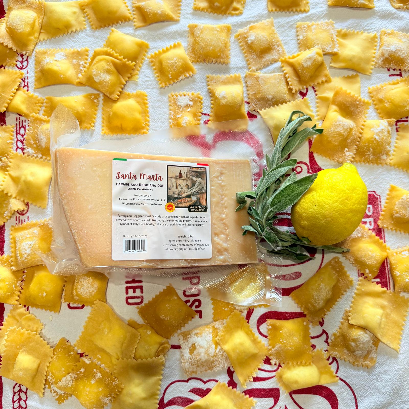 Picture of Tortelli with a lemon and a block of Parmigiano Reggiano