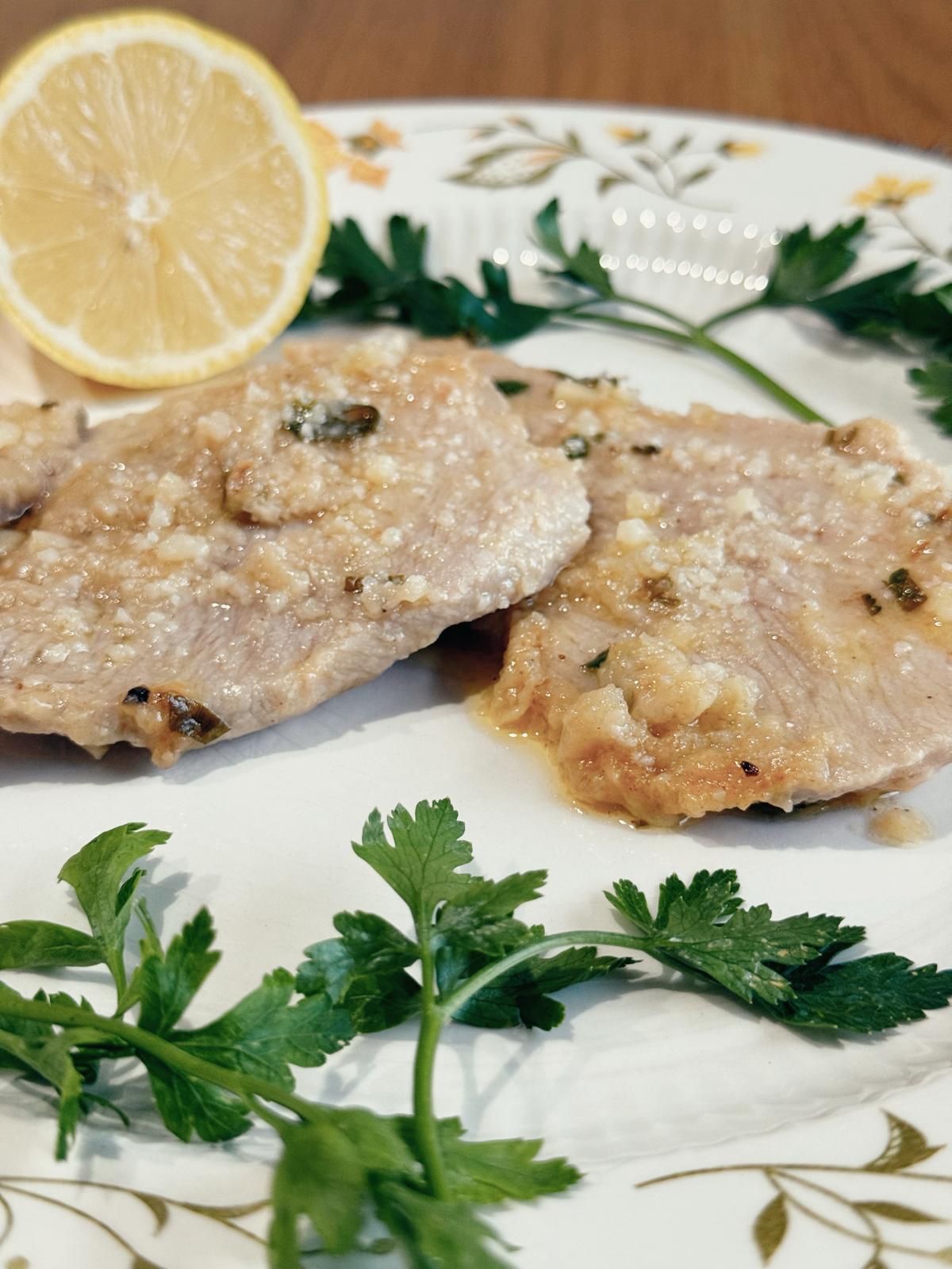 Dinner: Lemon Veal  with Intosso Olive Oil (Vitello al Limone)