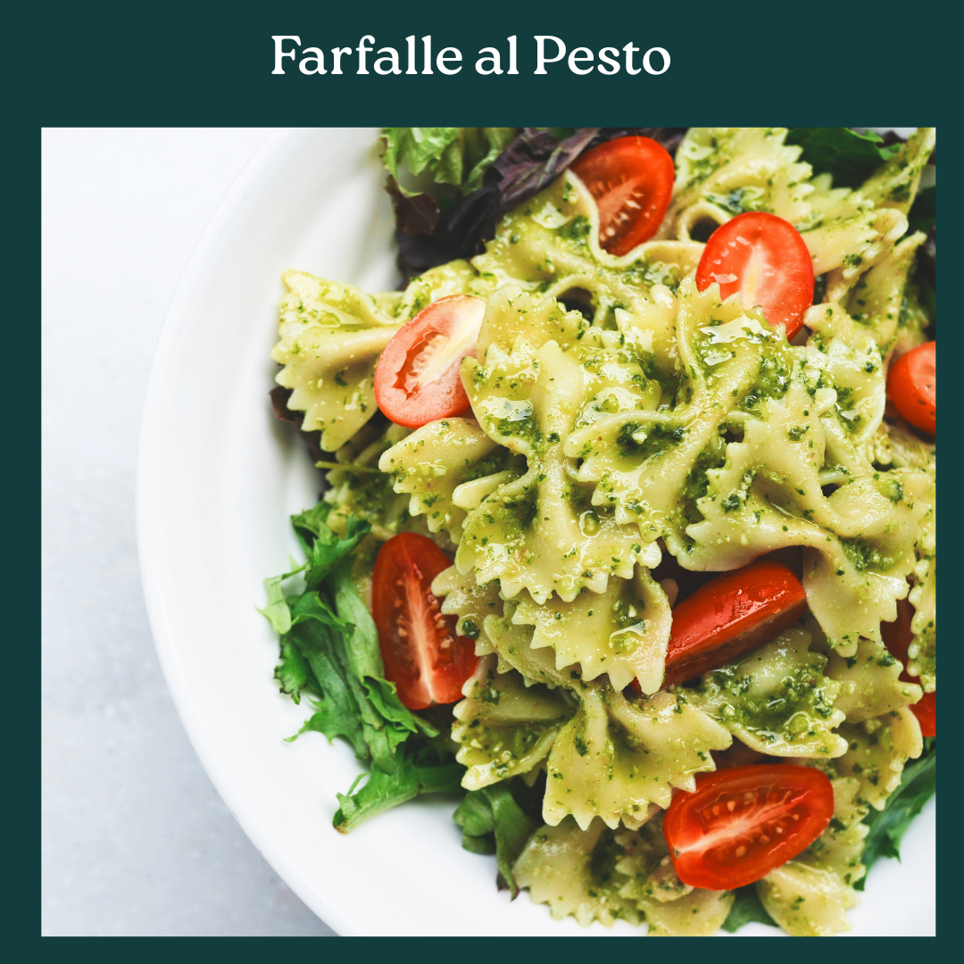 Picture of farfalle pasta with pesto