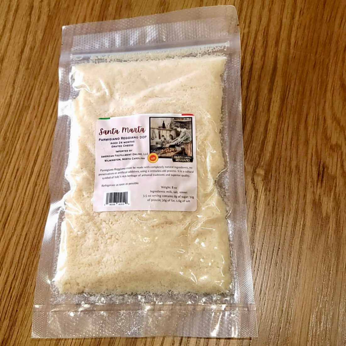 8 oz pack of grated imported parmigiano reggiano cheese