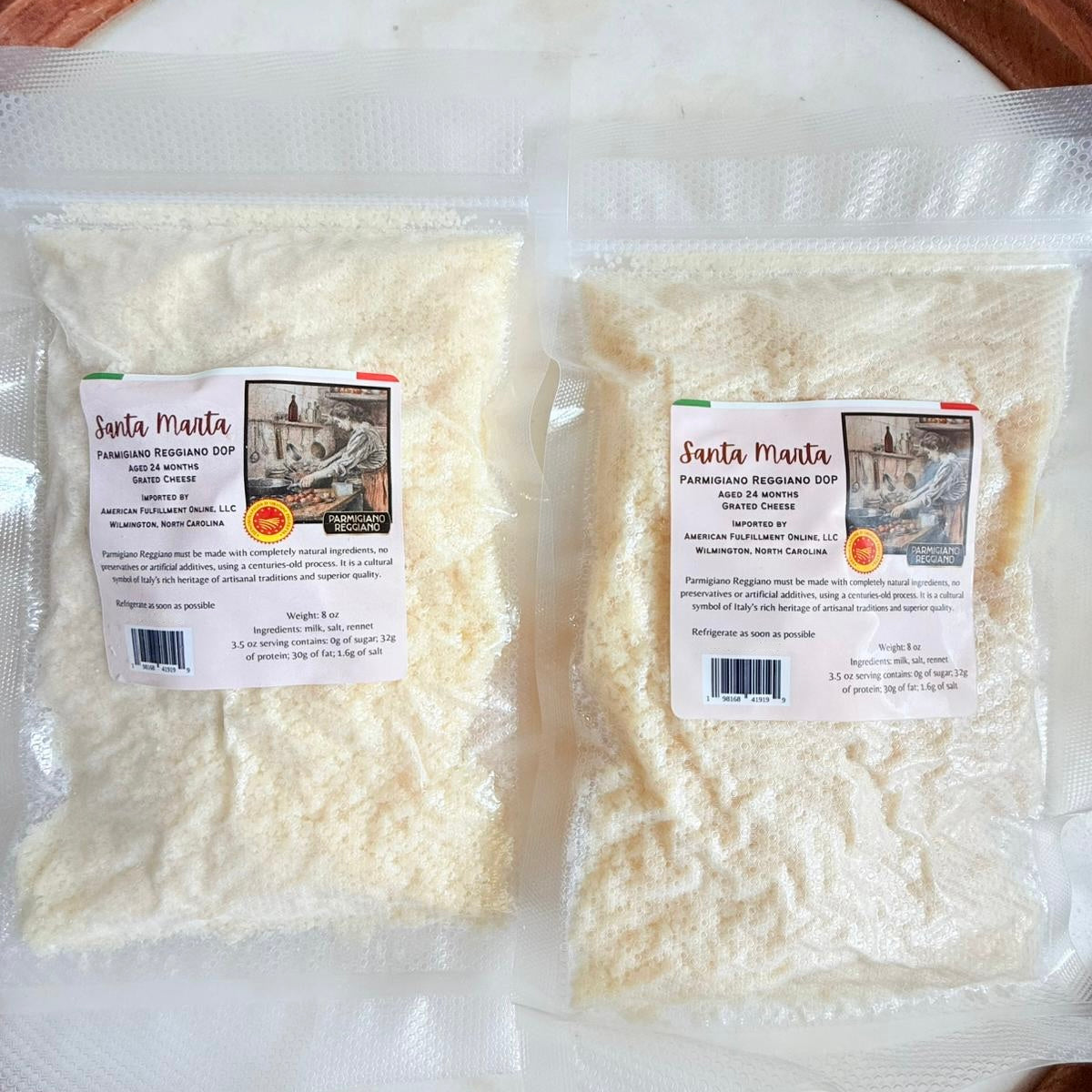 Grated Parmigiano Reggiano- Two 8oz Packs (24 months aged)