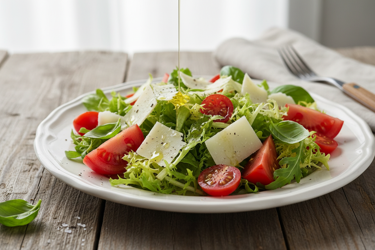 Italian salad with parmigiano reggiano and tomatos