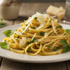 long pasta with herbs and grated parmigiano reggiano